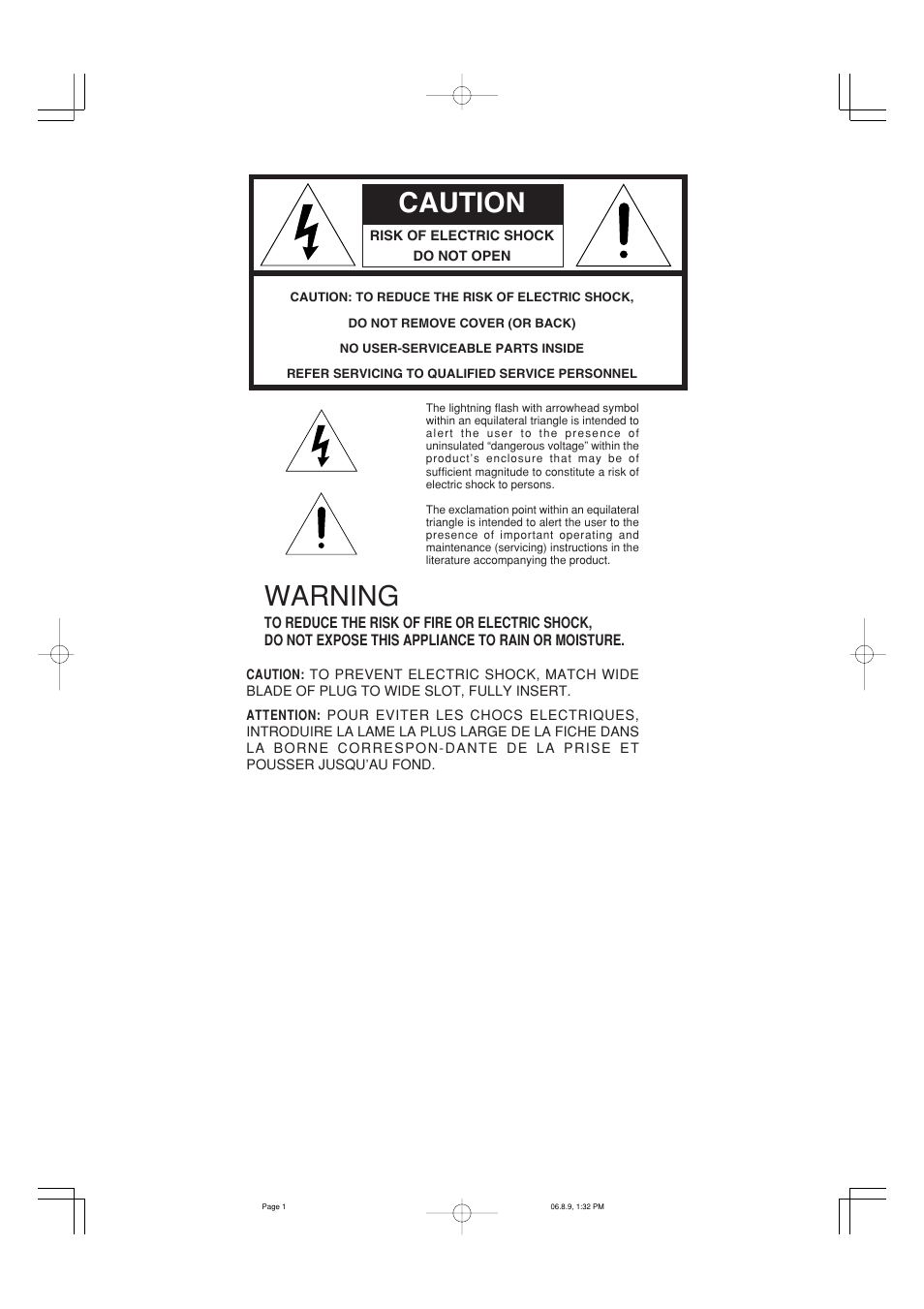 Caution, Warning | Marantz MA-9S2 User Manual | Page 2 / 19