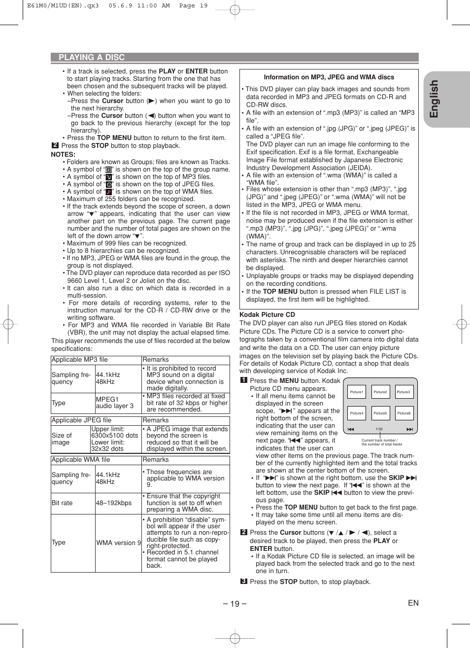 English | Marantz DV4600 User Manual | Page 19 / 28