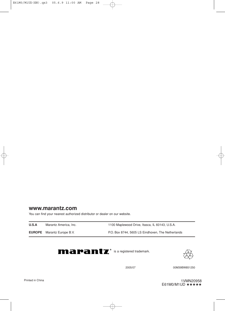 Marantz DV4600 User Manual | Page 28 / 28