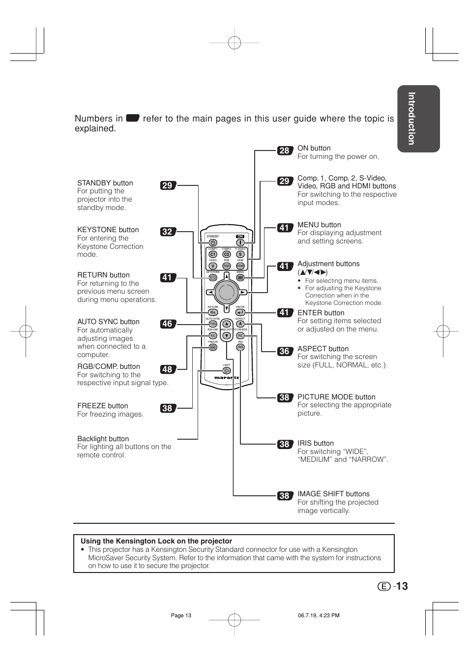 Intr oduction | Marantz VP4001 User Manual | Page 14 / 66