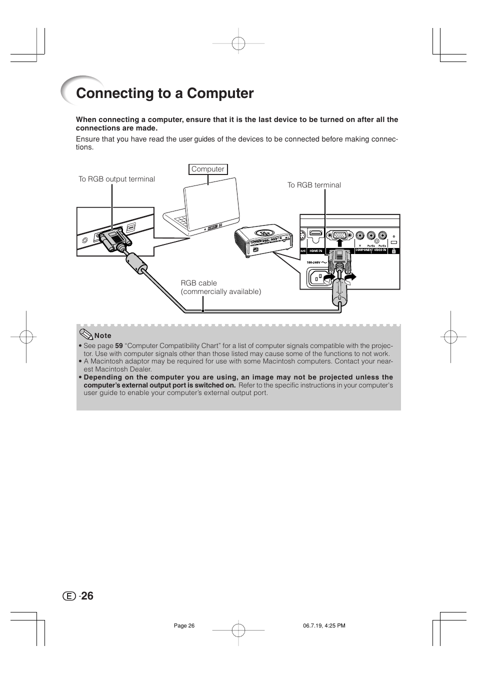 Connecting to a computer | Marantz VP4001 User Manual | Page 27 / 66