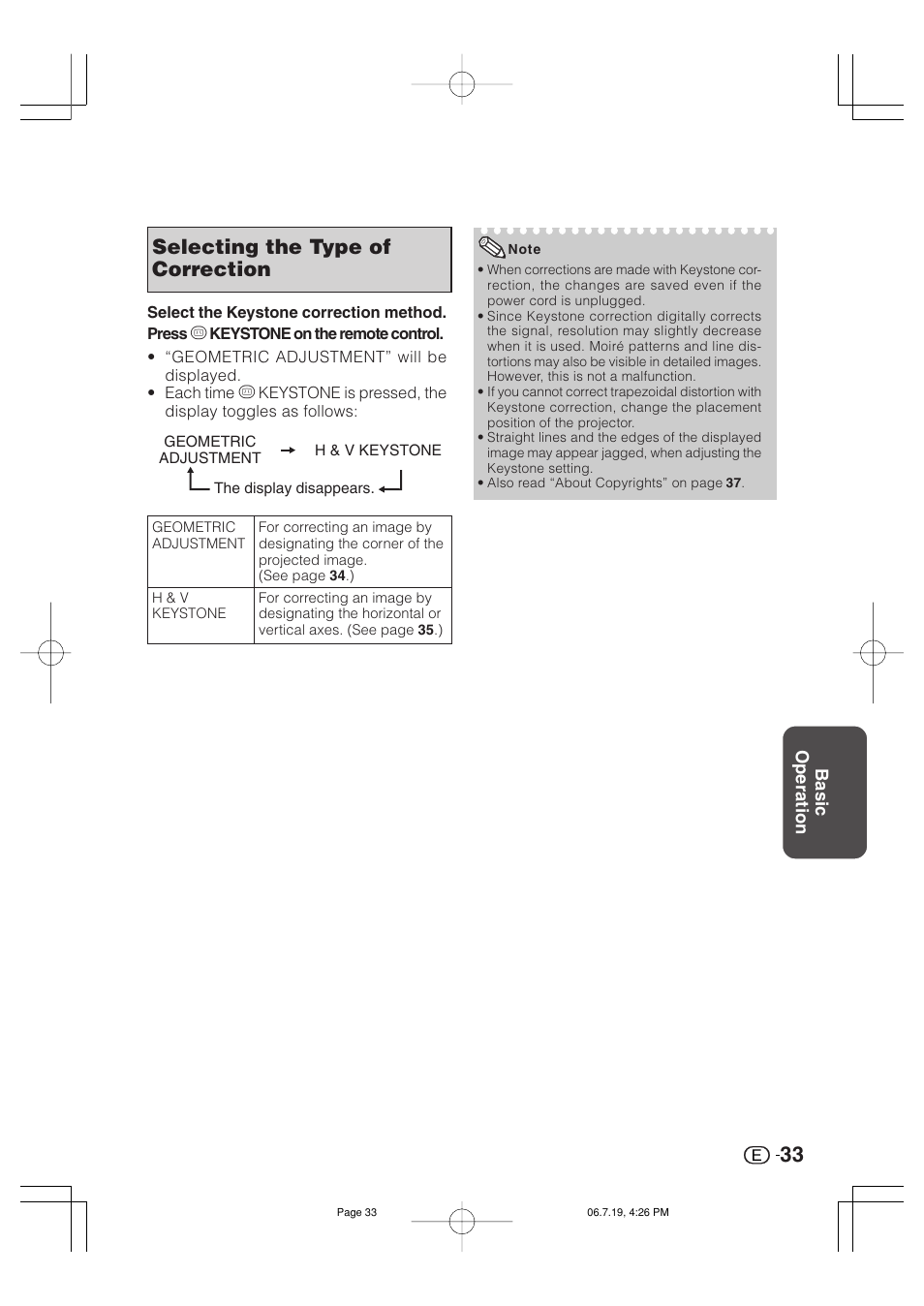 Selecting the type of correction | Marantz VP4001 User Manual | Page 34 / 66