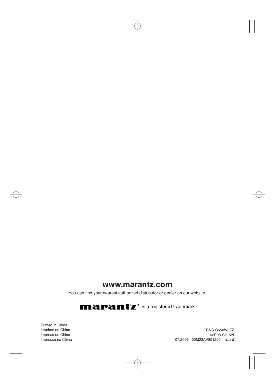 Marantz VP4001 User Manual | Page 66 / 66