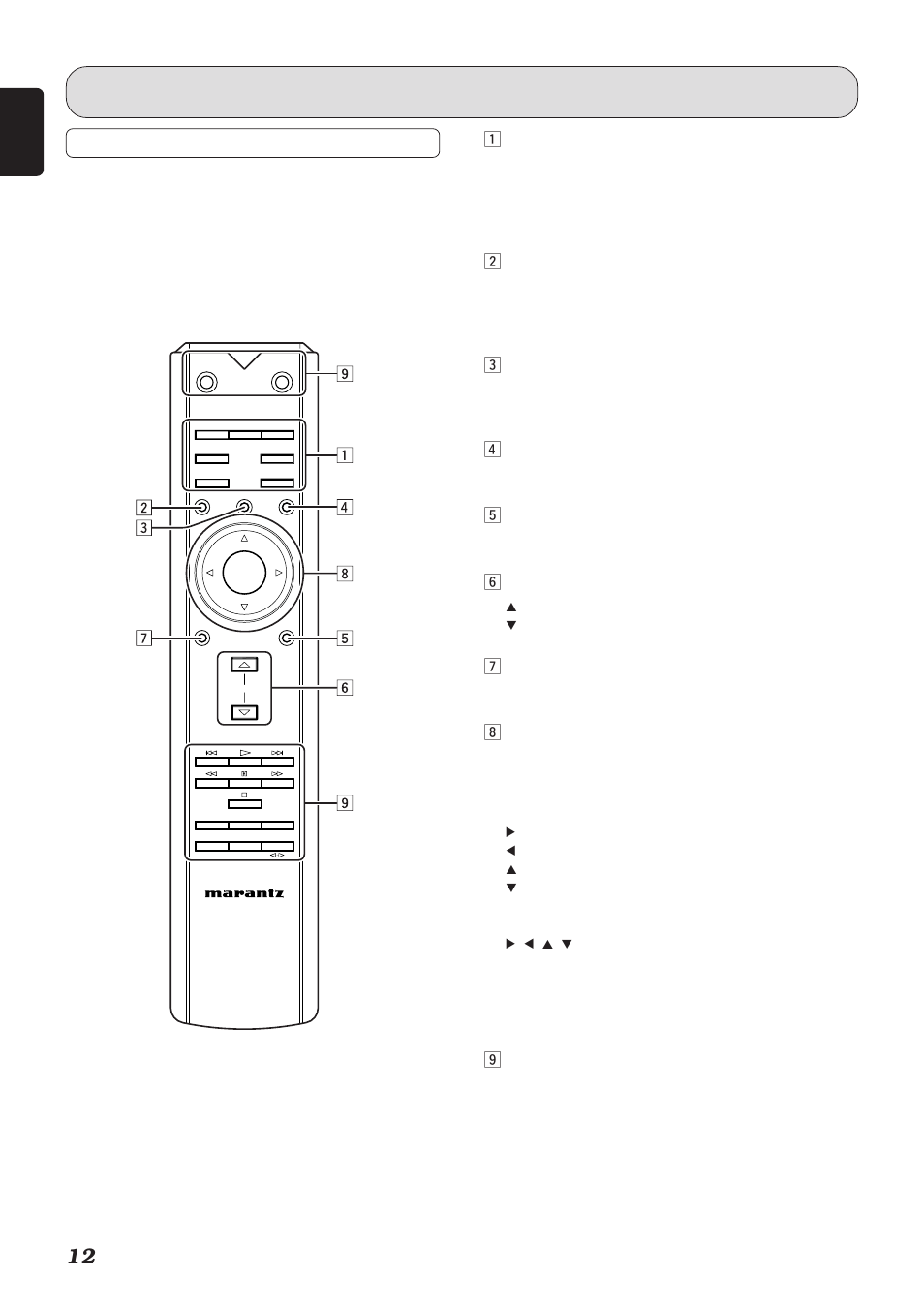 Remote controller, Names and functions of parts, Z input selector buttons | X trim button, C exit button, V tone button, B att button, N volume buttons, M display button, Cursor buttons | Marantz Reference Series PM-15S1 User Manual | Page 16 / 28