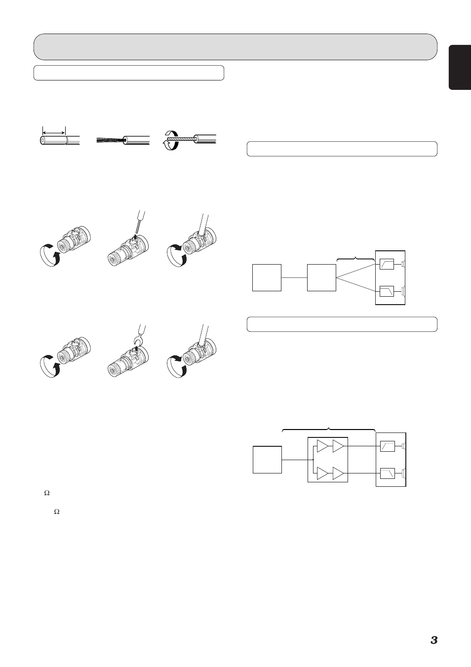 Before making connections, Wiring speaker cable, Bi-wiring connection | Complete bi-amp connection | Marantz Reference Series PM-15S1 User Manual | Page 7 / 28