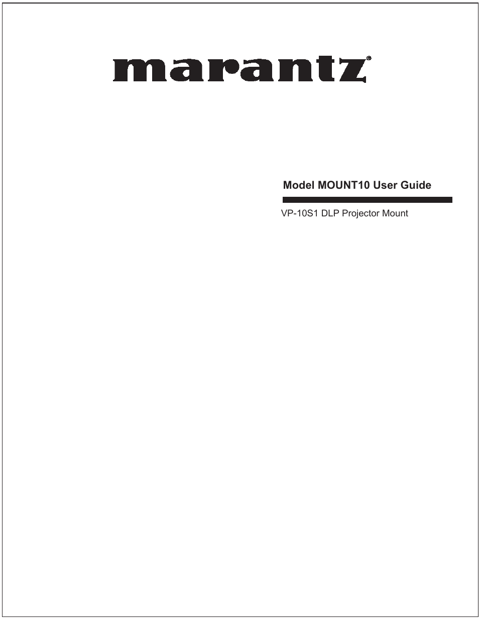 Marantz VP-10S1 User Manual | 4 pages