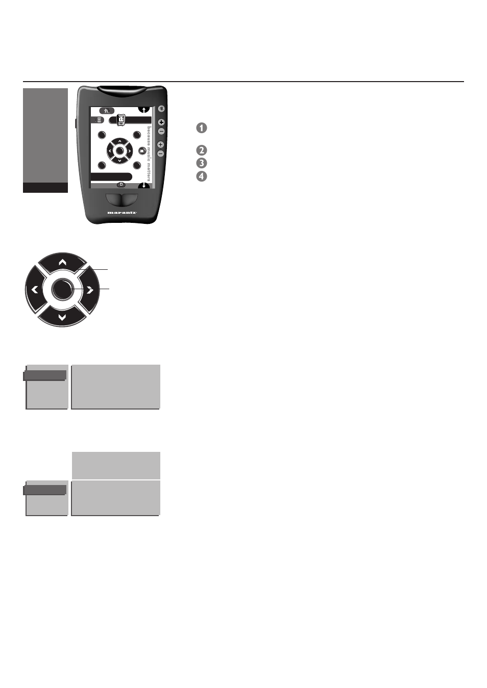 Use of the menus features menu, Select / adjustments activate | Marantz MAR0076 User Manual | Page 15 / 28