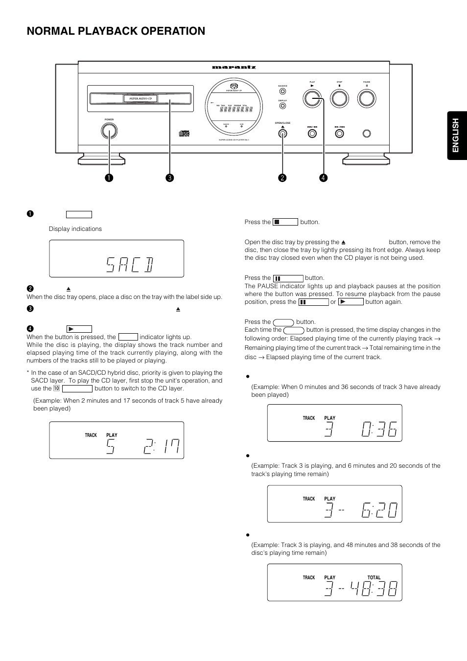 Normal playback operation, 11 english | Marantz 6264 User Manual | Page 9 / 13