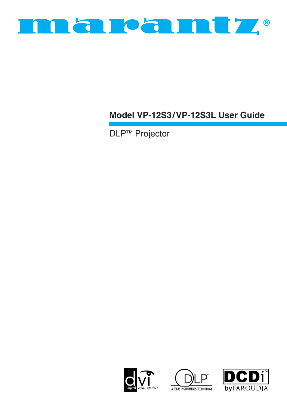 Marantz DLPTM VP-12S3/VP-12S3L User Manual | 50 pages