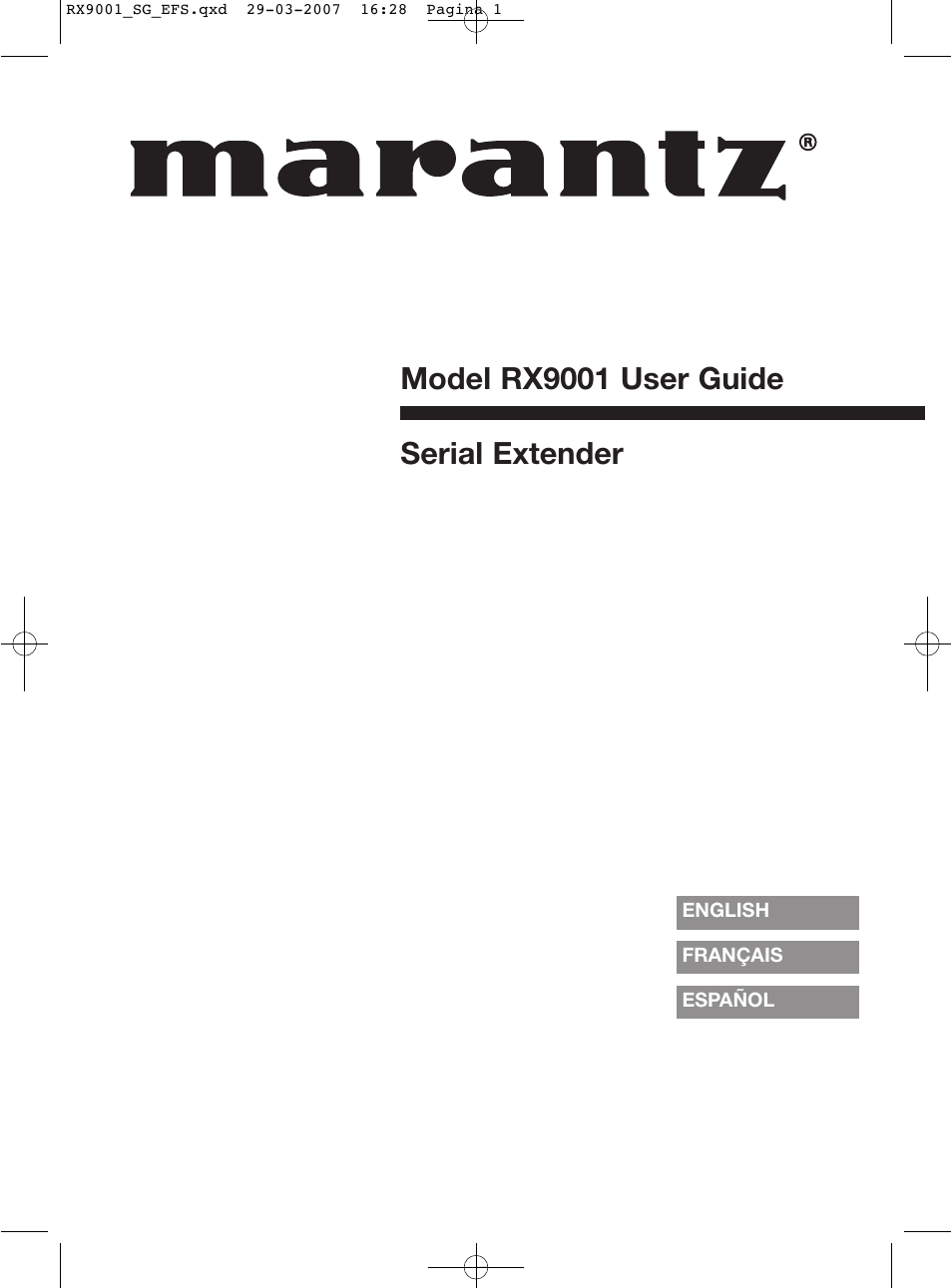 Marantz RX9001 User Manual | 25 pages