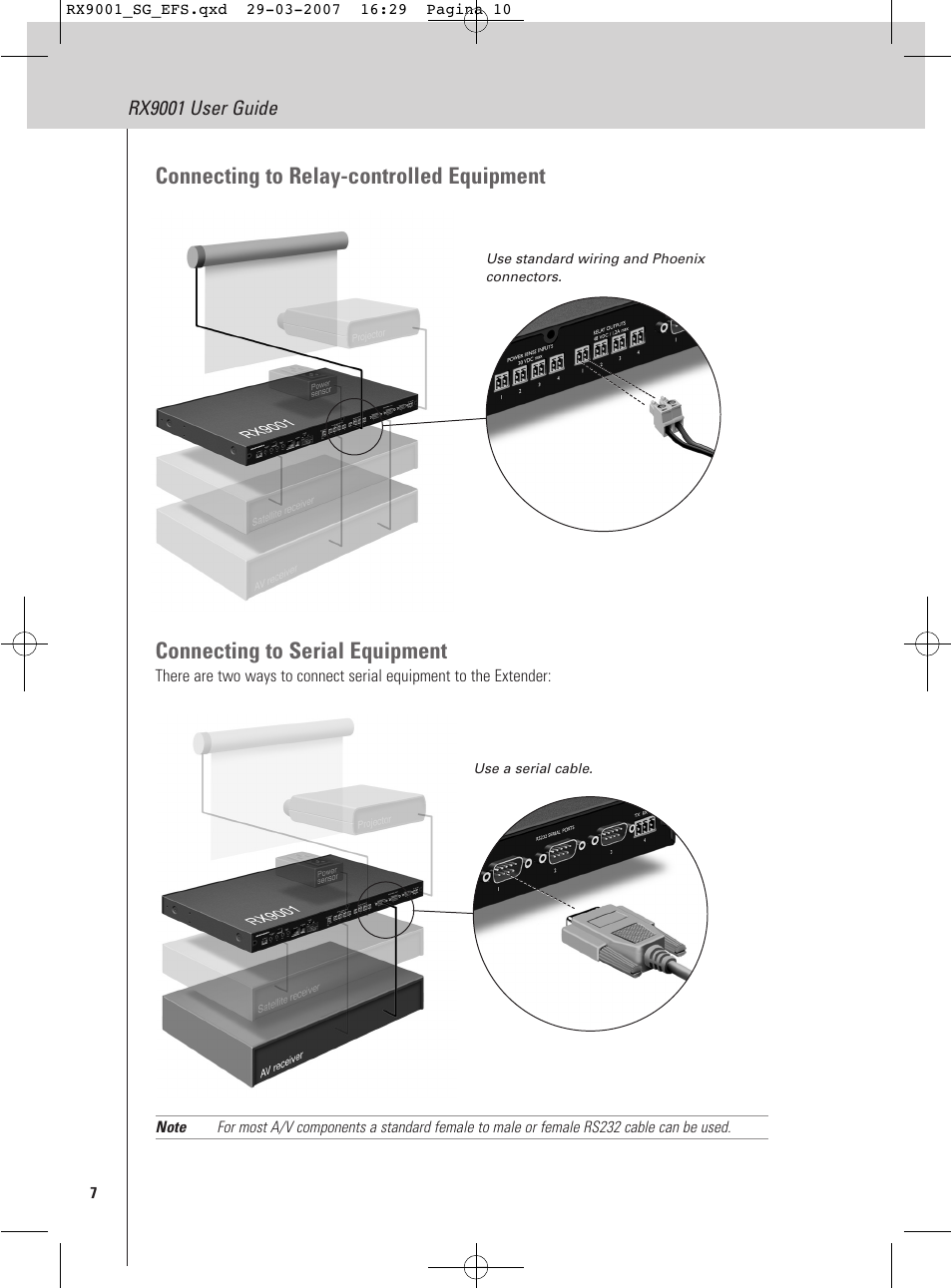 Connecting to relay-controlled equipment, Connecting to serial equipment | Marantz RX9001 User Manual | Page 10 / 25