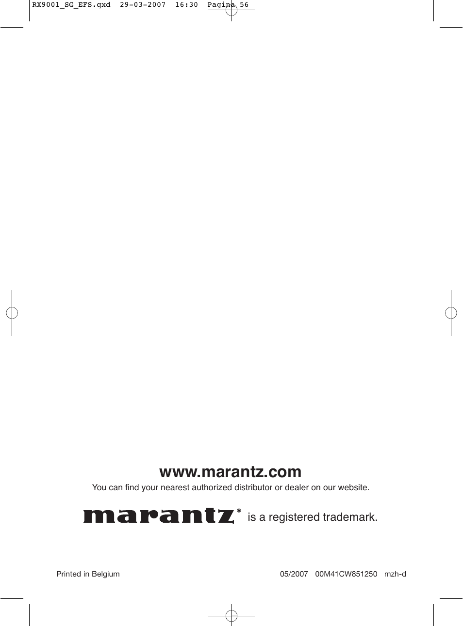 Marantz RX9001 User Manual | Page 25 / 25