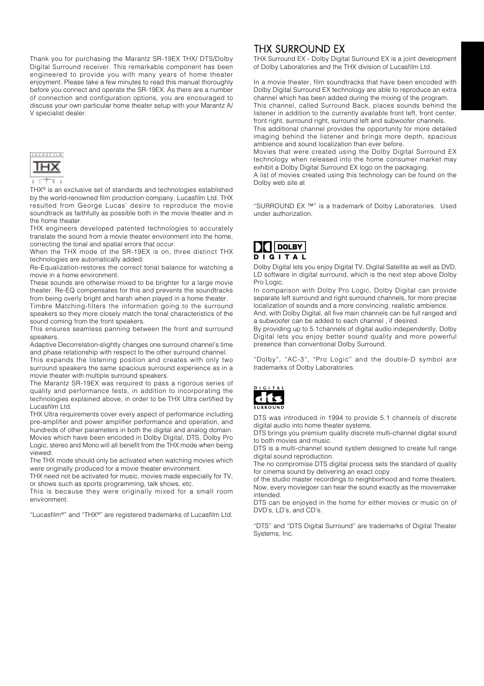 Introduction, Description, English | Marantz SR-18EX User Manual | Page 10 / 47