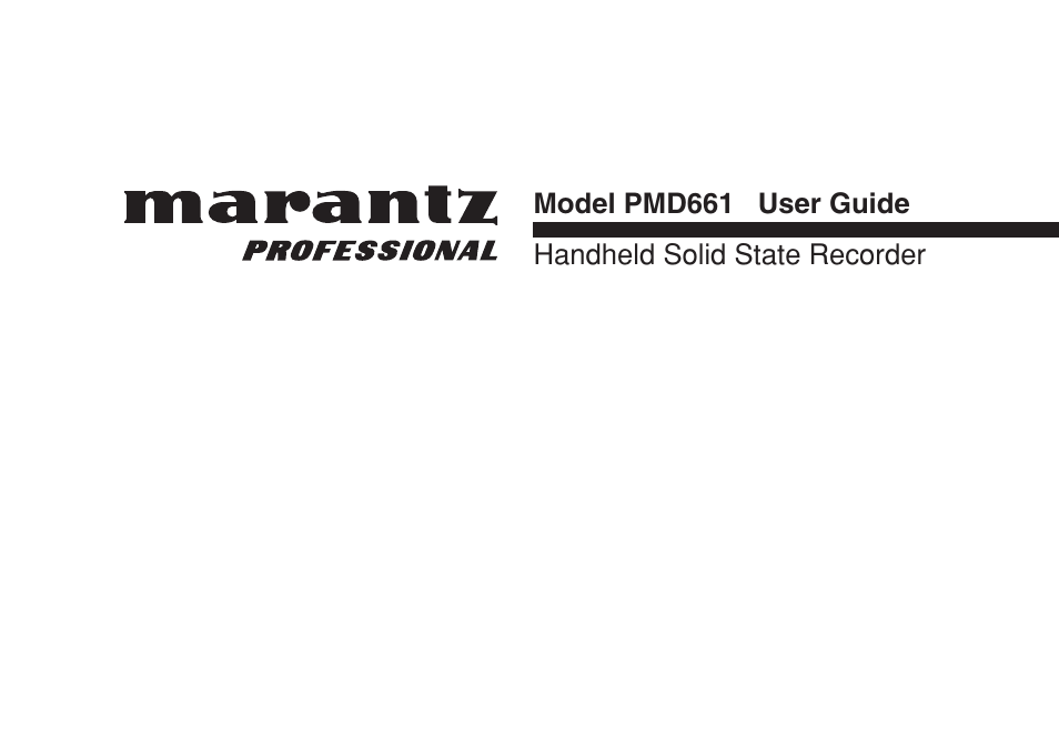 Marantz Professional PMD661 User Manual | 76 pages