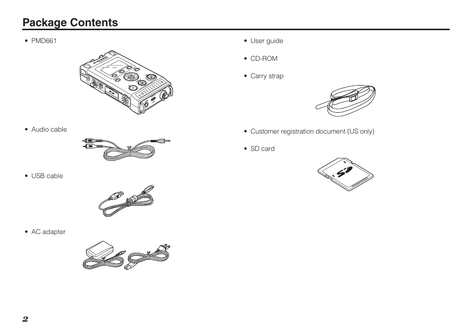 Package contents | Marantz Professional PMD661 User Manual | Page 11 / 76