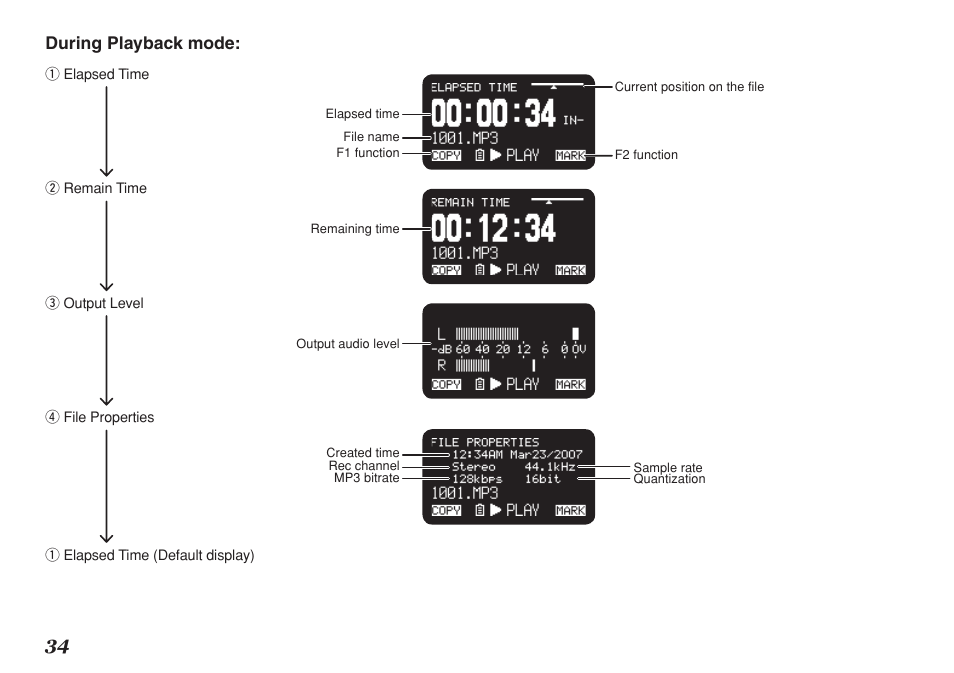 During playback mode | Marantz Professional PMD661 User Manual | Page 43 / 76