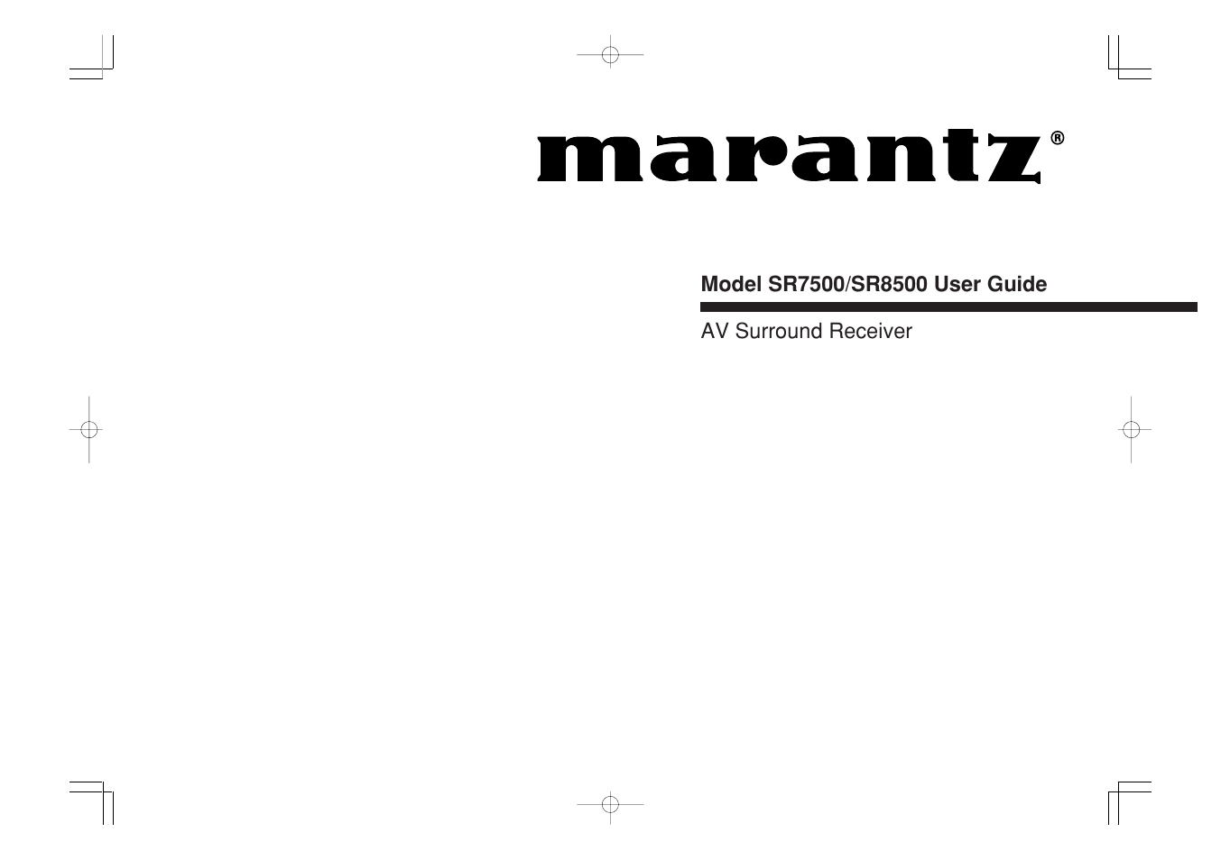 Marantz SR7500 User Manual | 58 pages