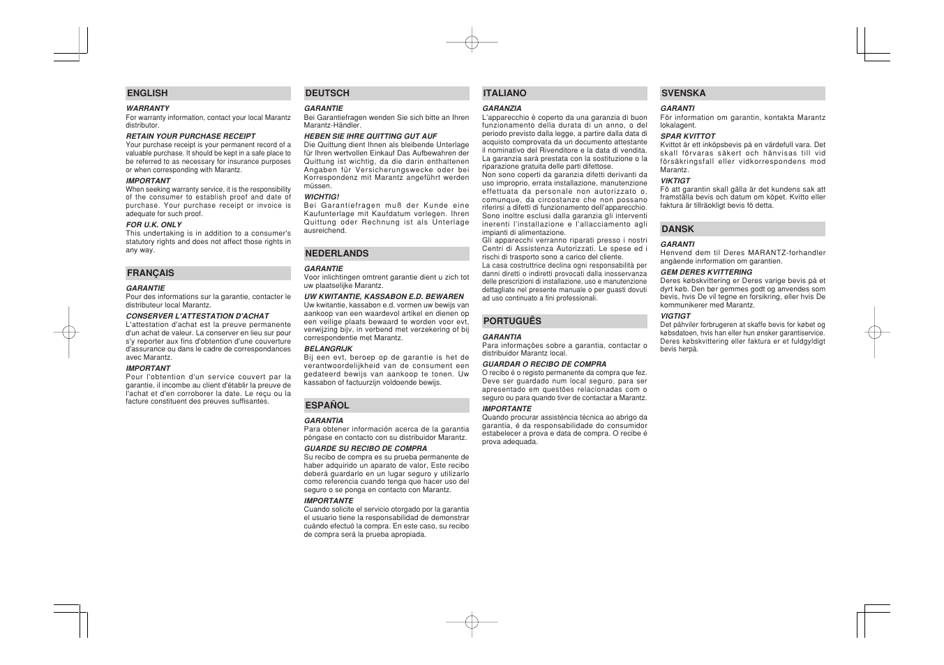Marantz SR7500 User Manual | Page 2 / 58