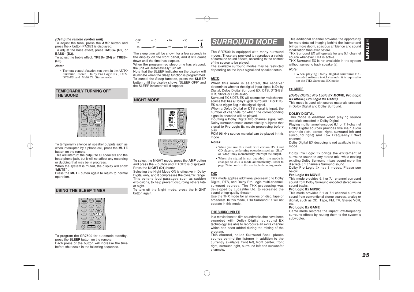 Surround mode, D1 d3 d5, Use page 3 d1 | Marantz SR7500 User Manual | Page 29 / 58
