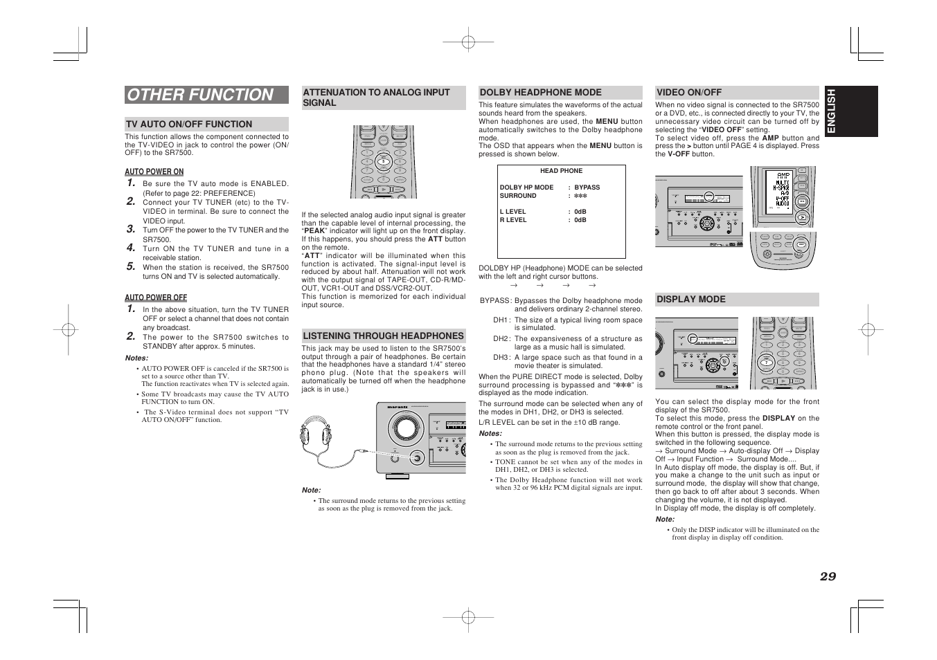 Other function, D1 d3 d5, Disp | Marantz SR7500 User Manual | Page 33 / 58