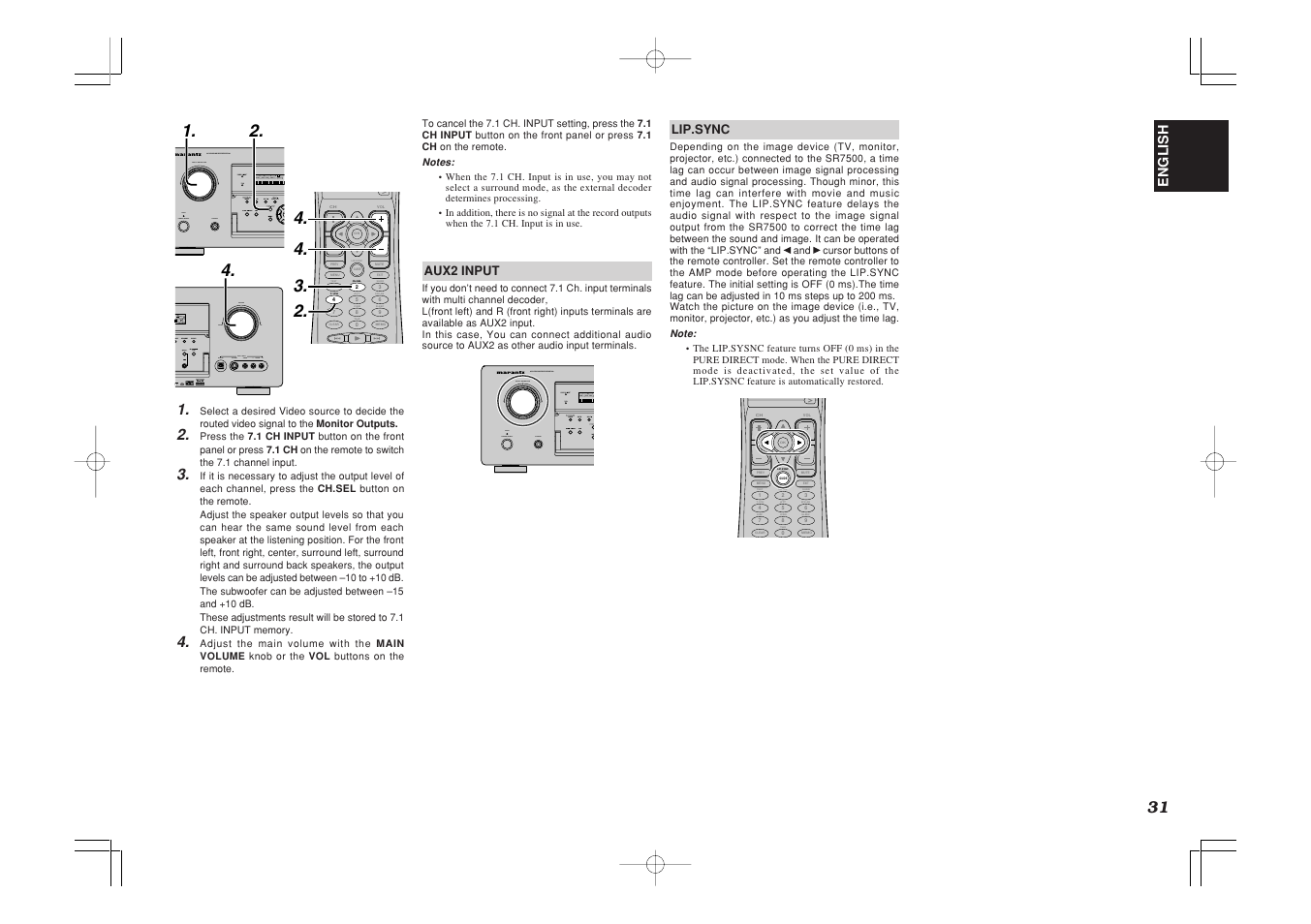 Ch.sel, Lip.sync | Marantz SR7500 User Manual | Page 35 / 58