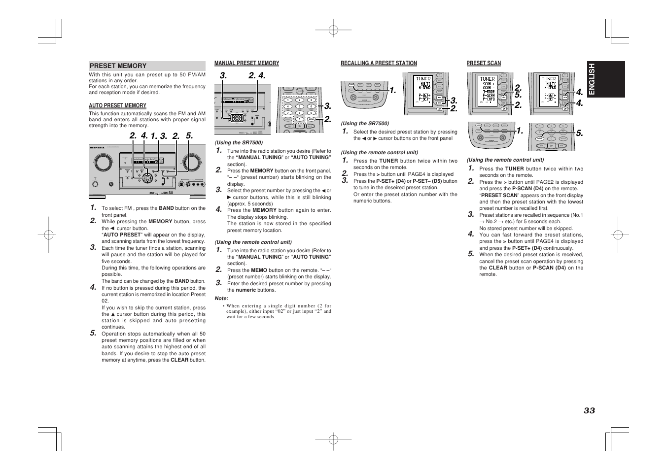 Tuner, Use page 2, 1ch att spk-ab disp osd thx sleep | Use page 2 4 | Marantz SR7500 User Manual | Page 37 / 58