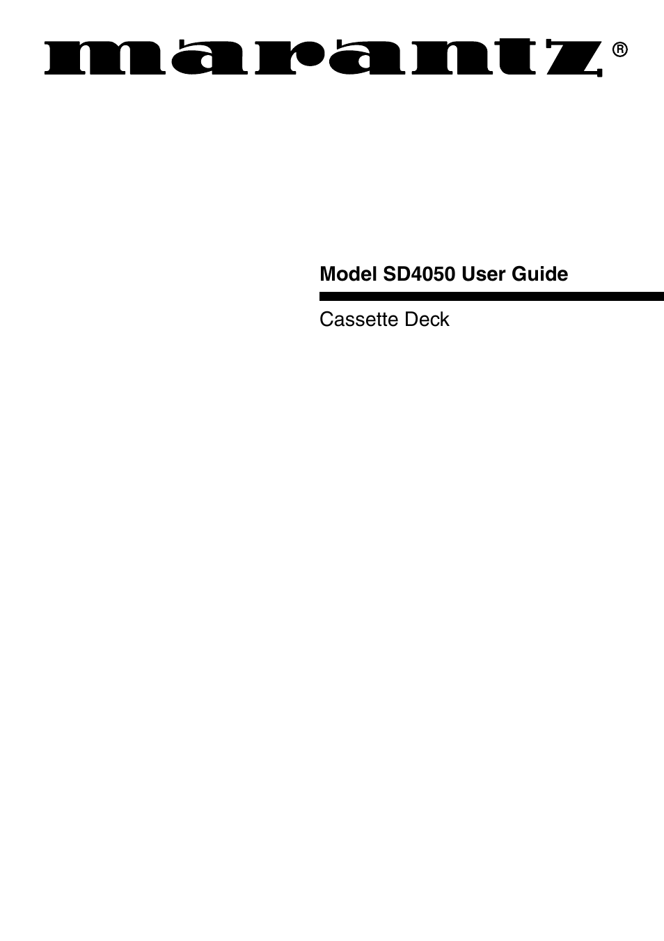 Marantz SD4050 User Manual | 15 pages