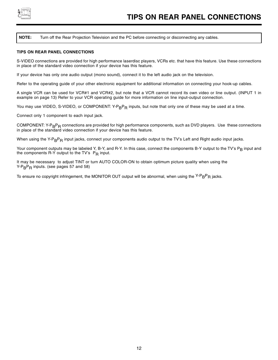 Tips on rear panel connections | Marantz DL5500 User Manual | Page 12 / 92