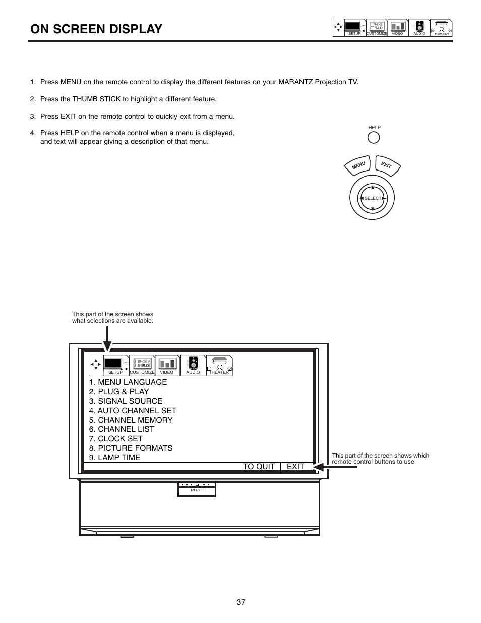 On screen display | Marantz DL5500 User Manual | Page 37 / 92