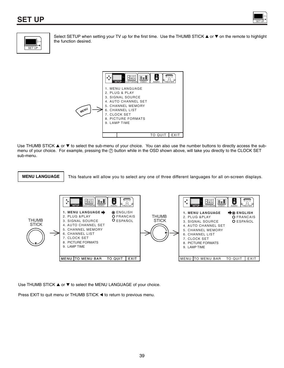 Set up | Marantz DL5500 User Manual | Page 39 / 92