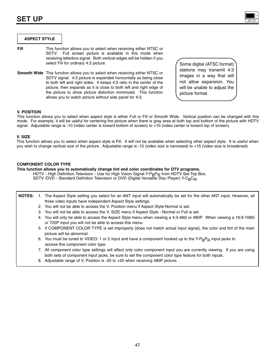 Set up | Marantz DL5500 User Manual | Page 47 / 92