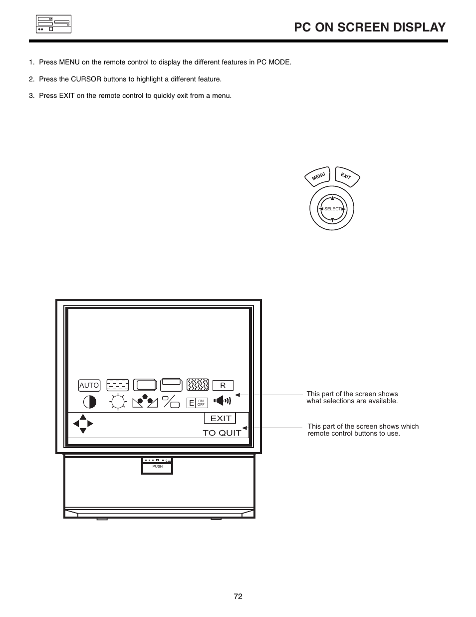 Pc on screen display | Marantz DL5500 User Manual | Page 72 / 92