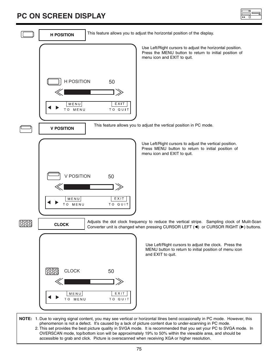 Pc on screen display | Marantz DL5500 User Manual | Page 75 / 92