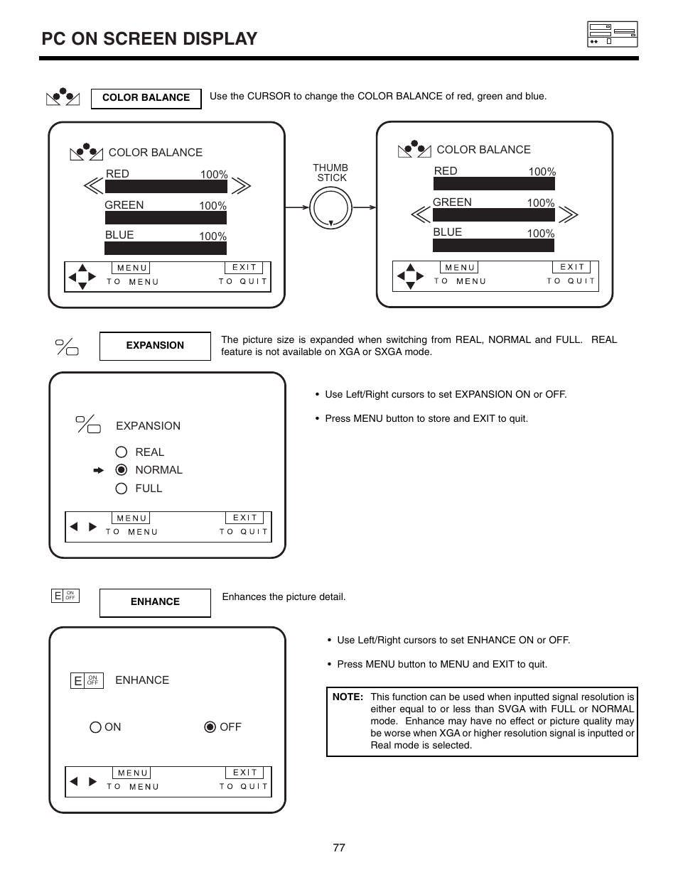 Pc on screen display | Marantz DL5500 User Manual | Page 77 / 92