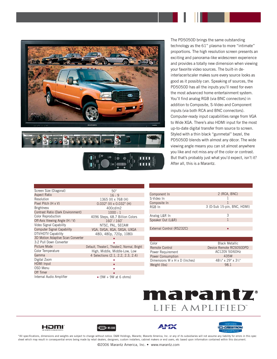 Marantz PD5050D User Manual | 1 page