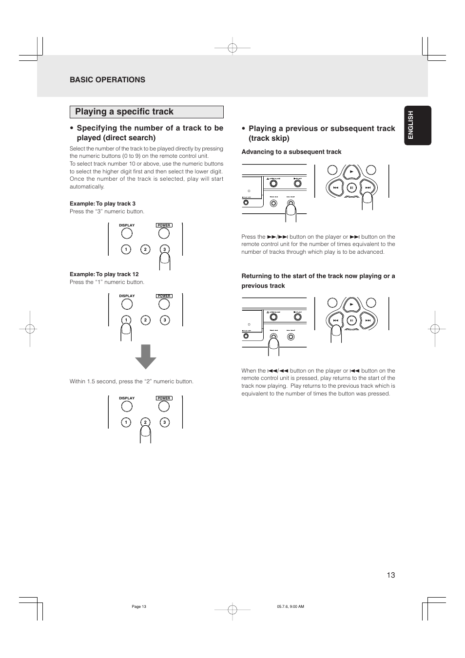 Playing a specific track | Marantz CD5001 User Manual | Page 17 / 33