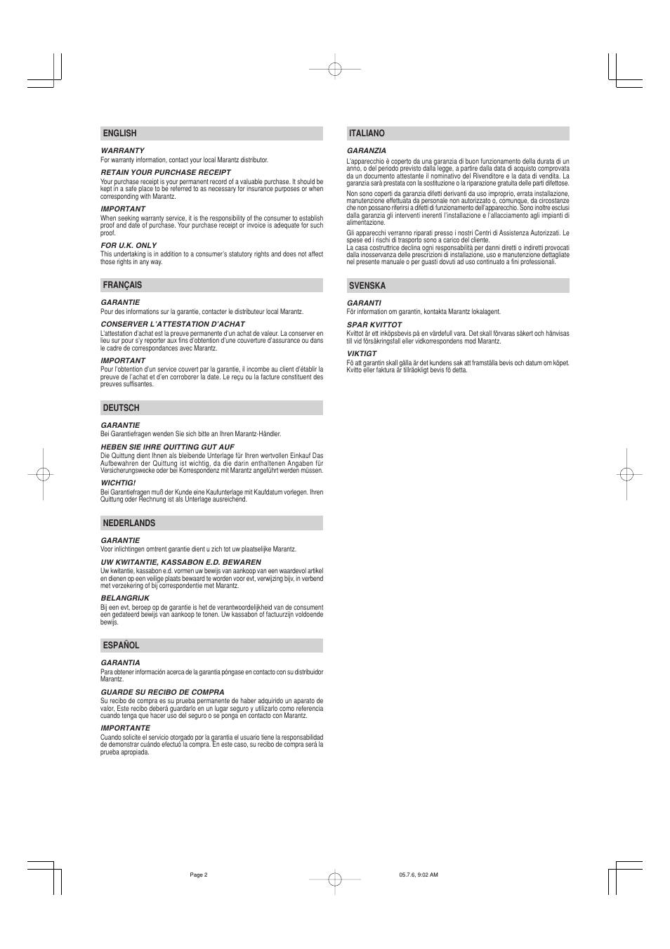 Marantz CD5001 User Manual | Page 2 / 33