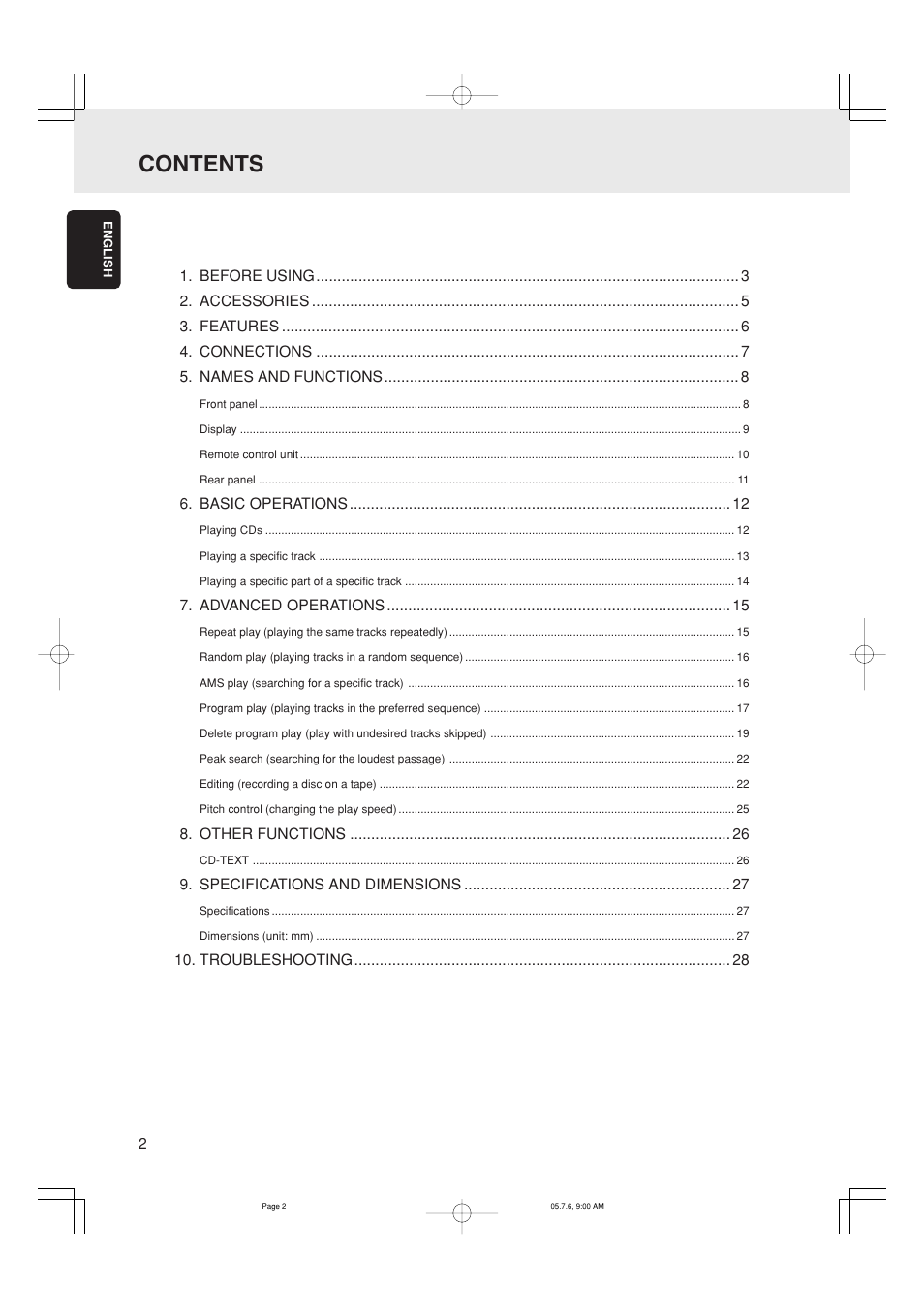 Marantz CD5001 User Manual | Page 6 / 33