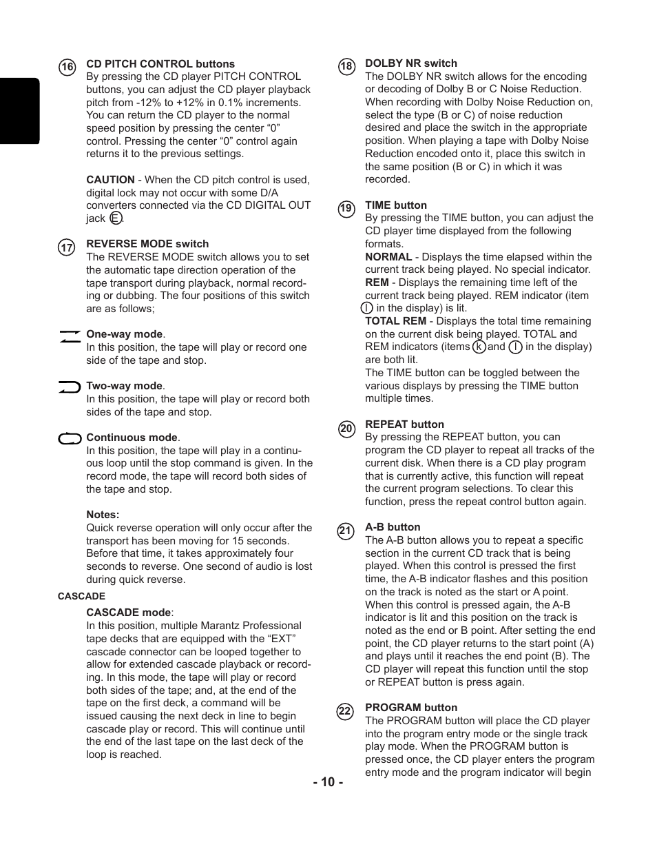 Marantz PMD351 User Manual | Page 10 / 27