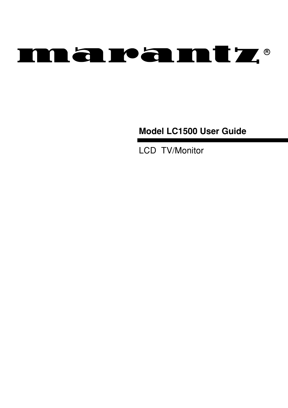 Marantz LC1500 User Manual | 48 pages