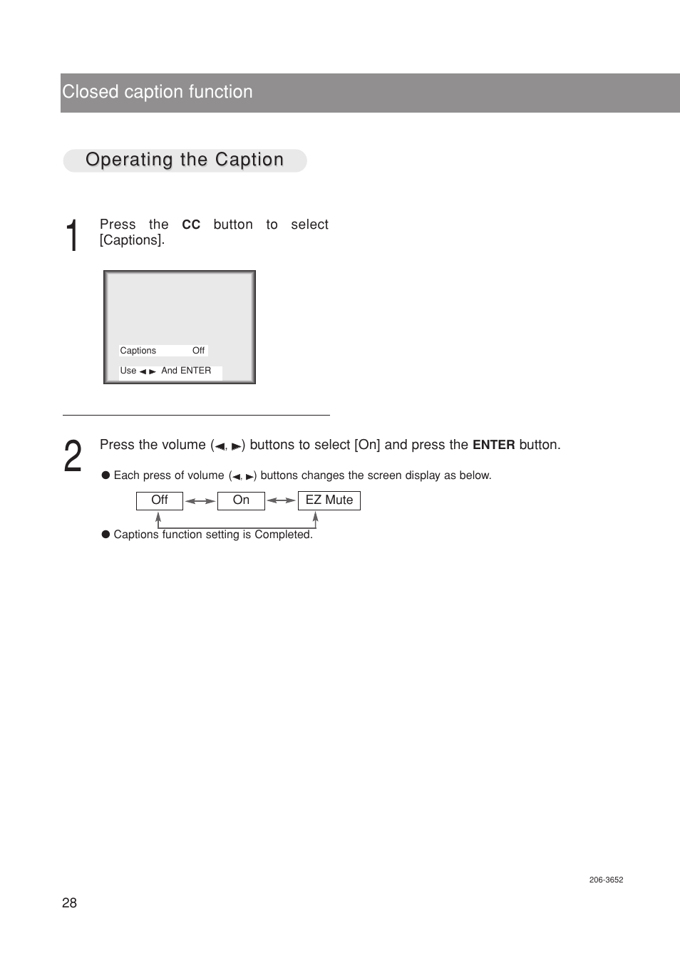 Closed caption function, Oper, Oper ating the caption ating the caption | Marantz LC1500 User Manual | Page 28 / 48