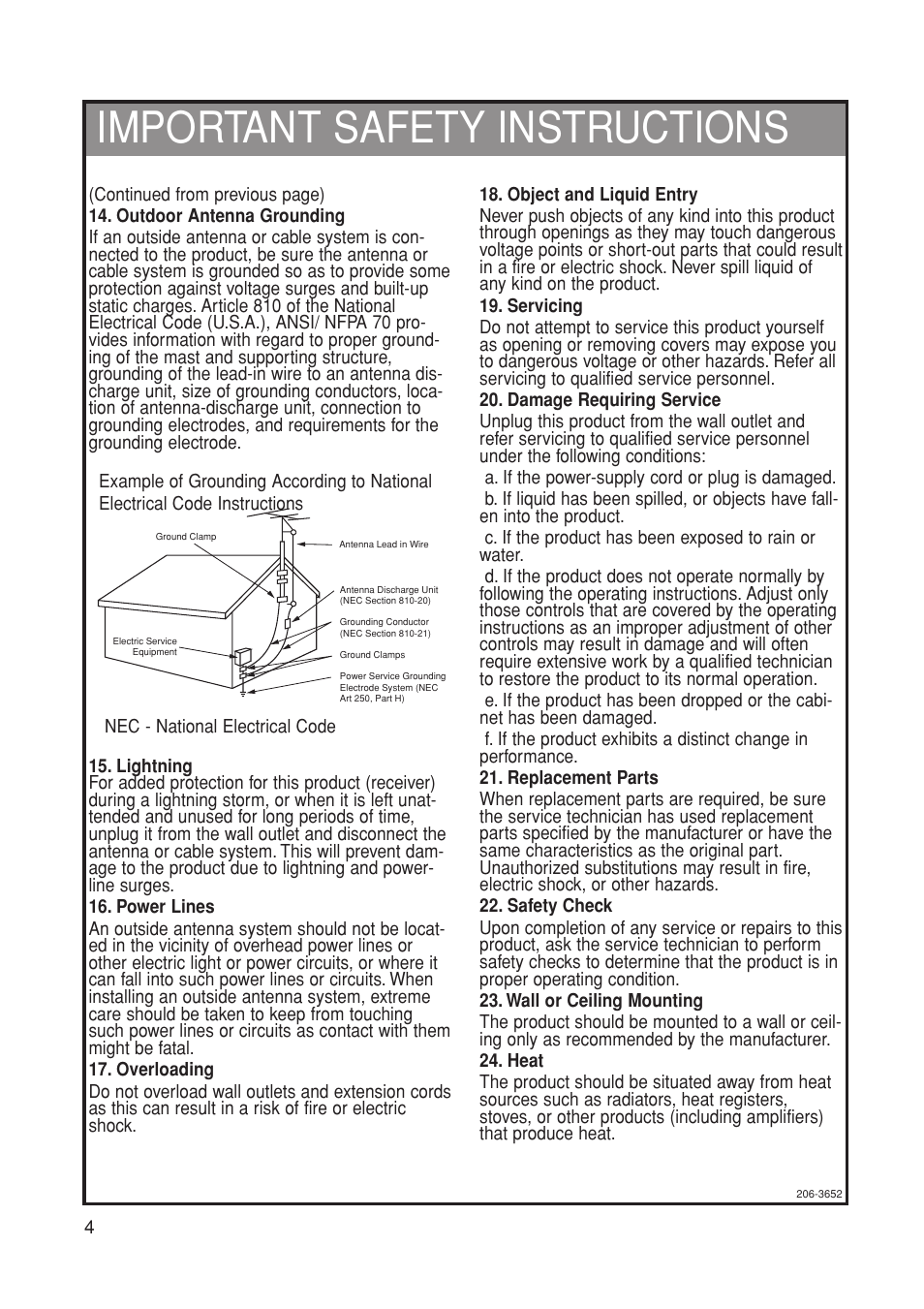 Important safety instructions | Marantz LC1500 User Manual | Page 4 / 48