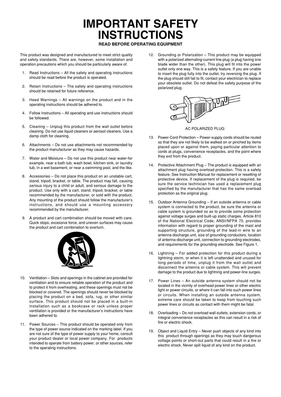 Important safety instructions | Marantz SA8260 User Manual | Page 3 / 26