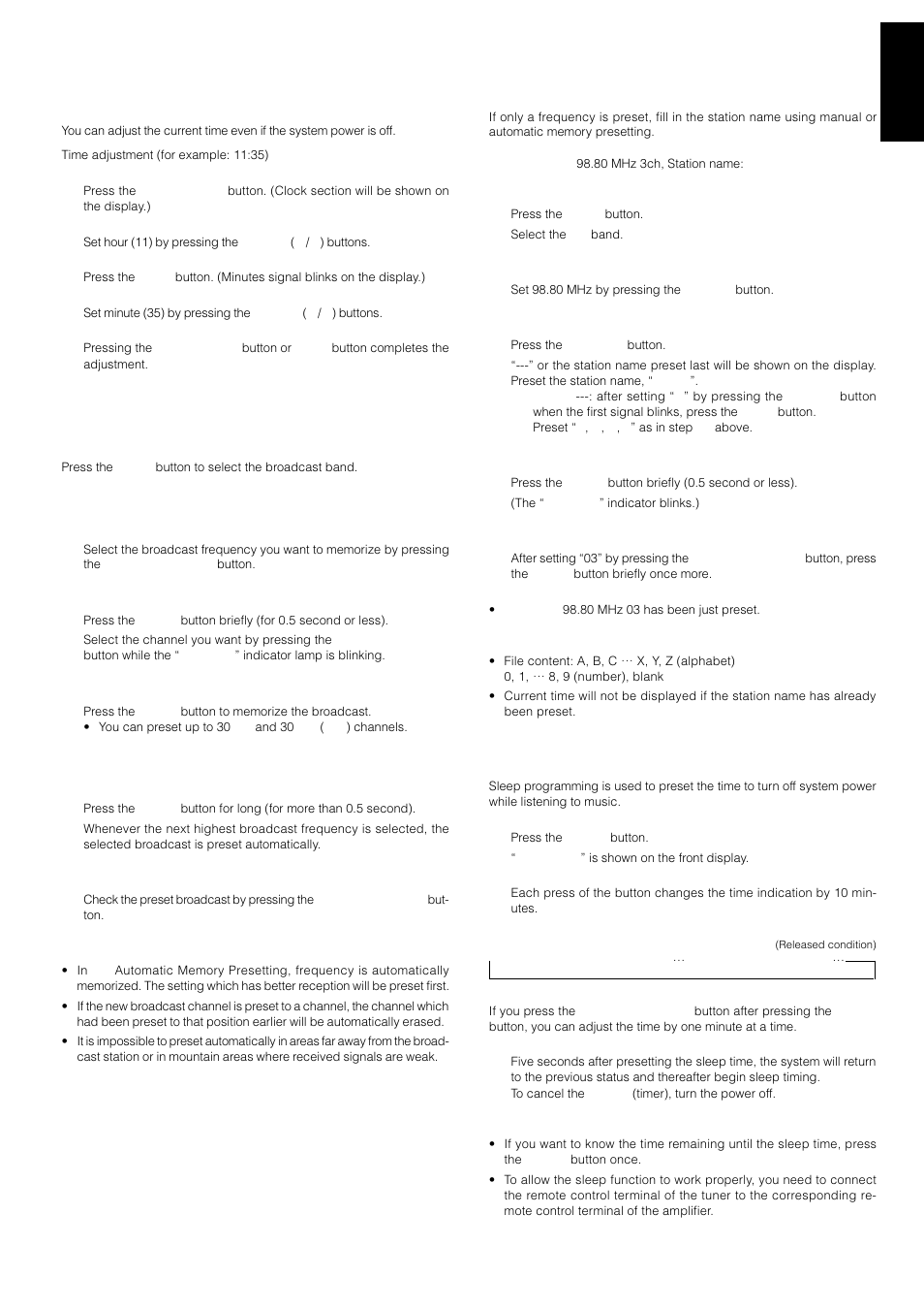 Operations, How to adjust current time, How to preset broadcasts | How to use sleep function | Marantz ST4000 User Manual | Page 4 / 9