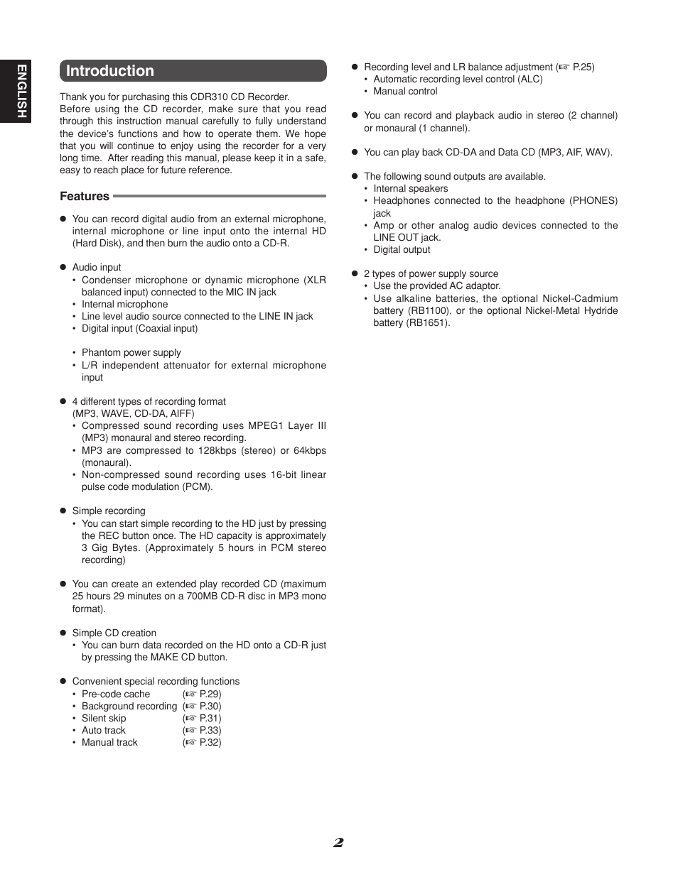 Introduction | Marantz CDR310 User Manual | Page 10 / 59