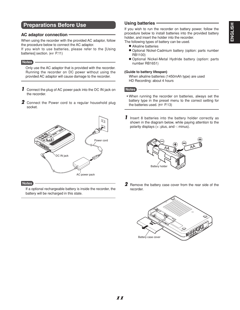 Preparations before use | Marantz CDR310 User Manual | Page 19 / 59