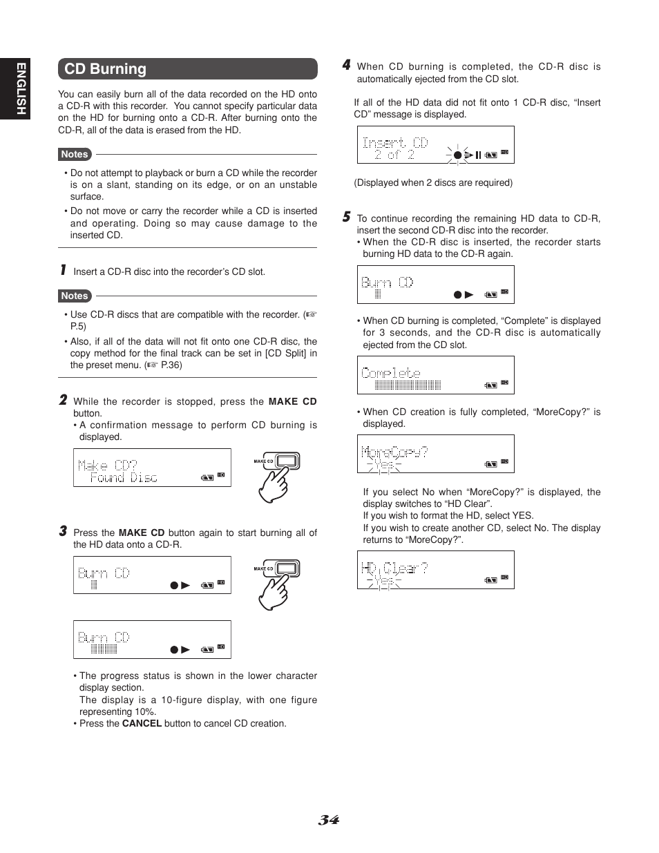 Cd burning | Marantz CDR310 User Manual | Page 42 / 59