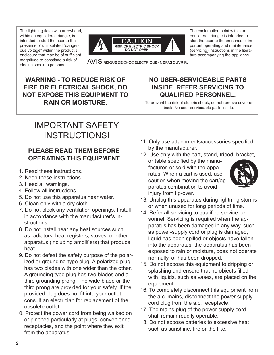 Important safety instructions | Marantz LN9101M User Manual | Page 2 / 12