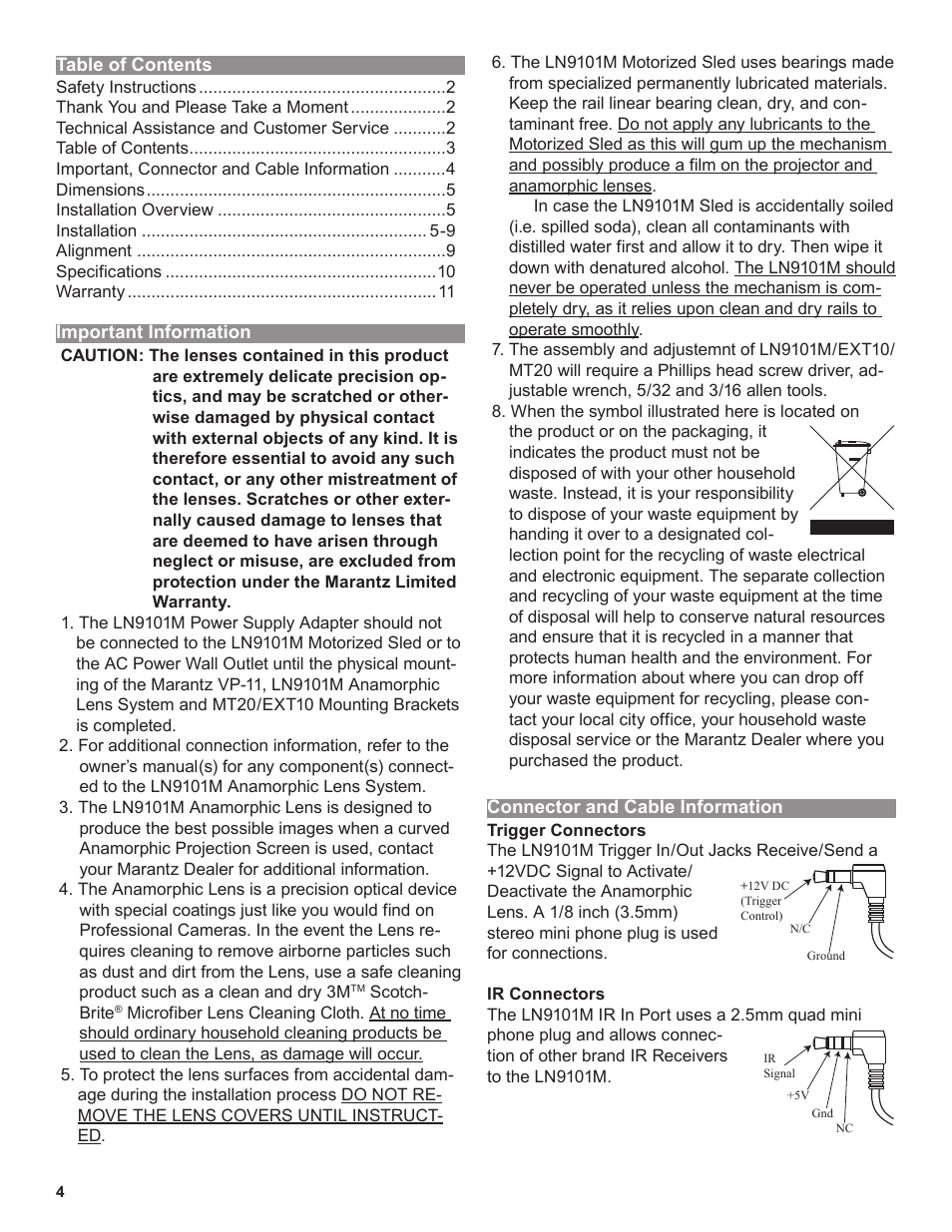 Marantz LN9101M User Manual | Page 4 / 12