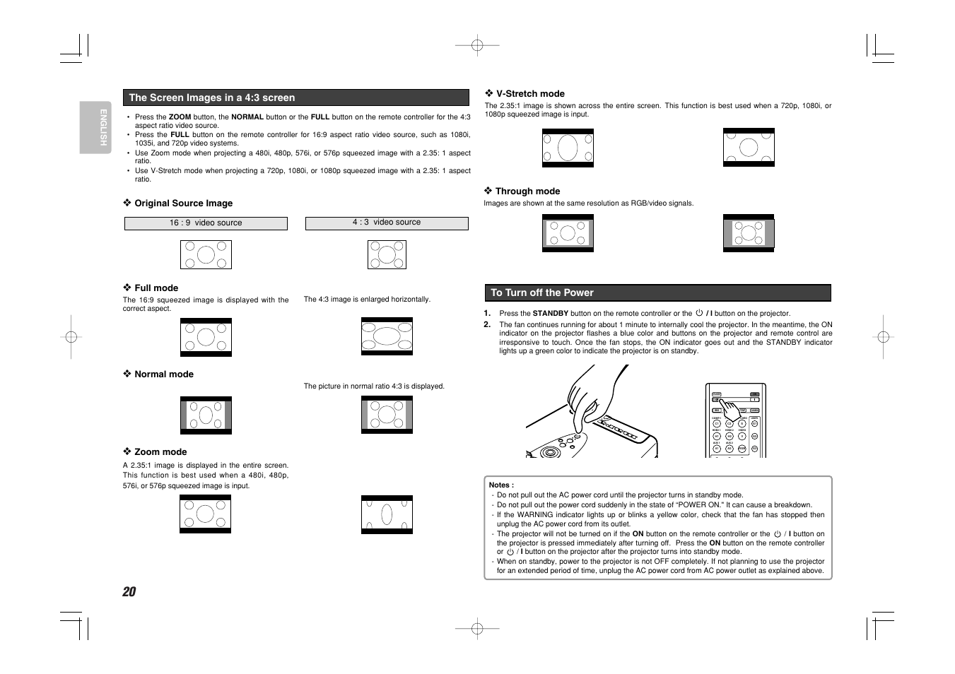 The screen images in a 4:3 screen | Marantz Mrantz DLP Projector VP-11S2 User Manual | Page 28 / 47